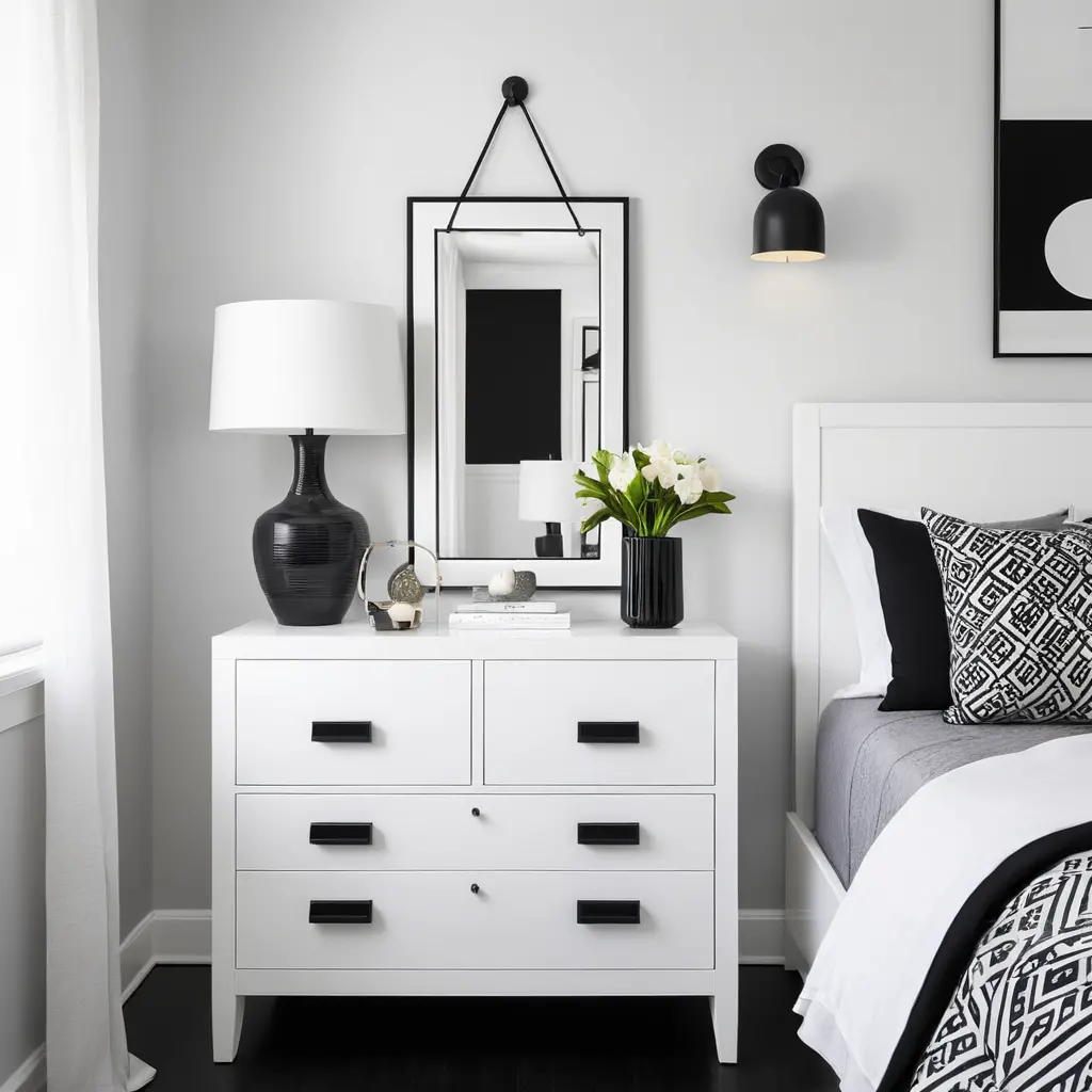 Incorporate a White Dresser with Black Hardware