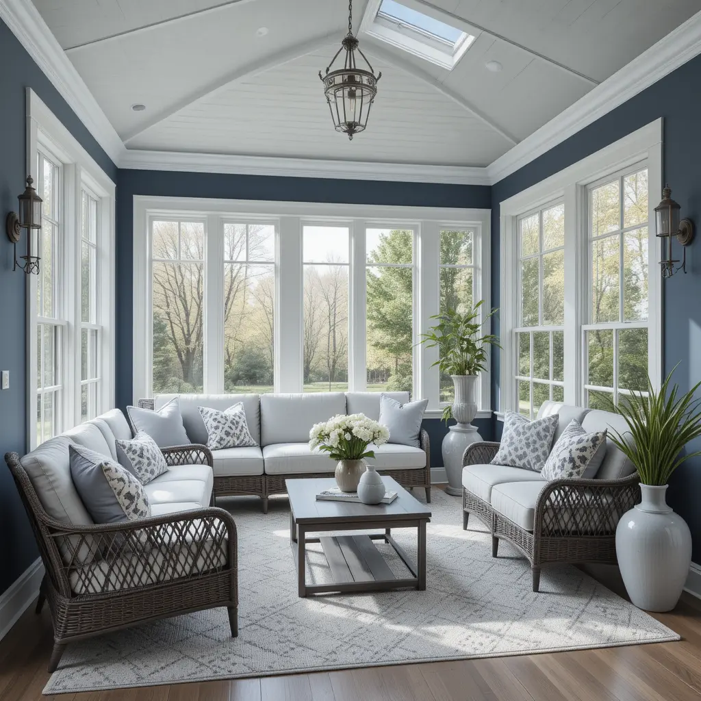 Indigo Blue with Light Grey Accents