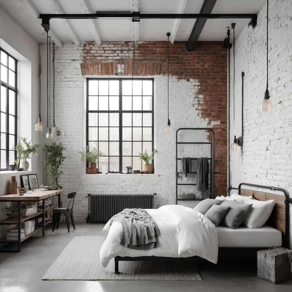 Industrial White Bedroom