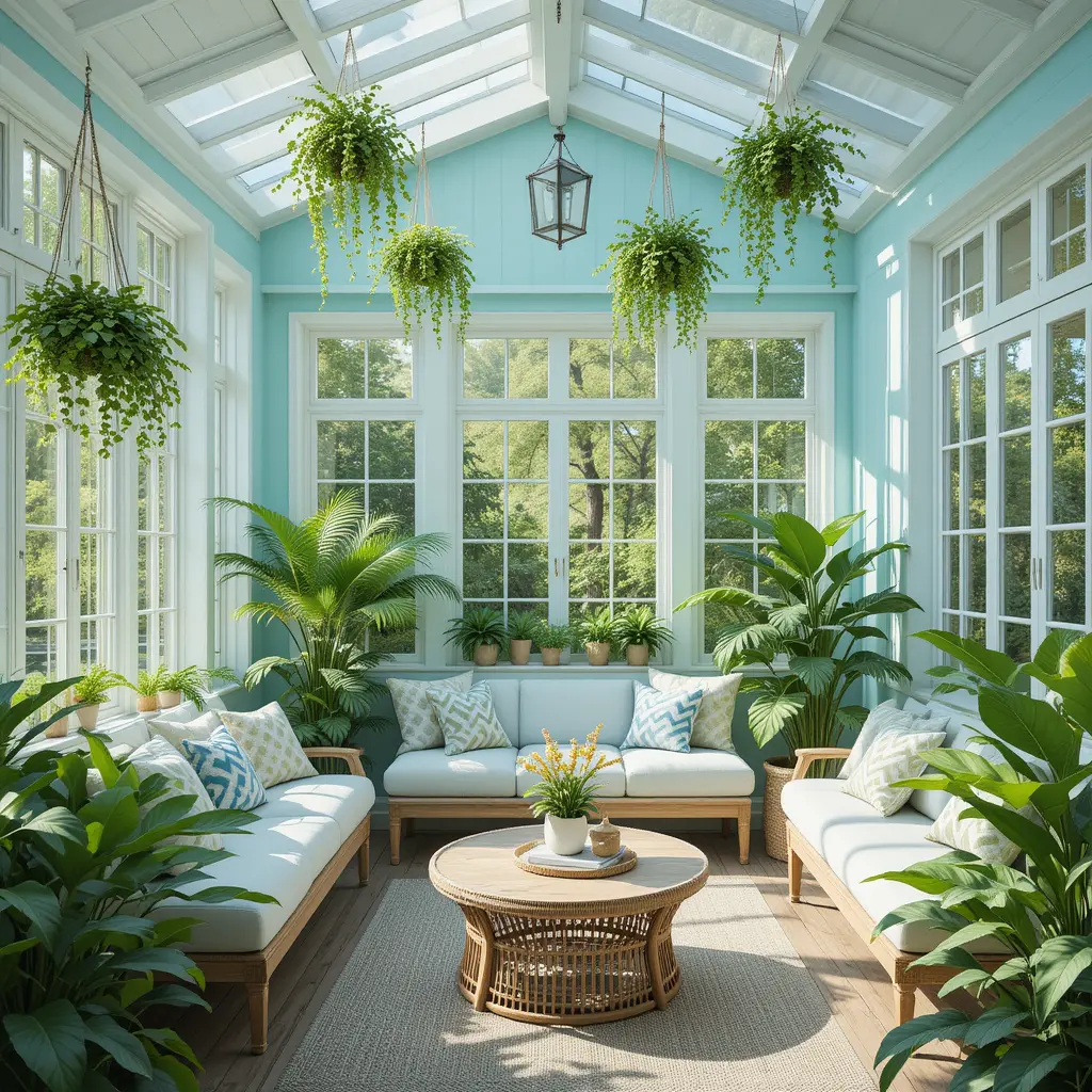 Light Blue with Hanging Plants