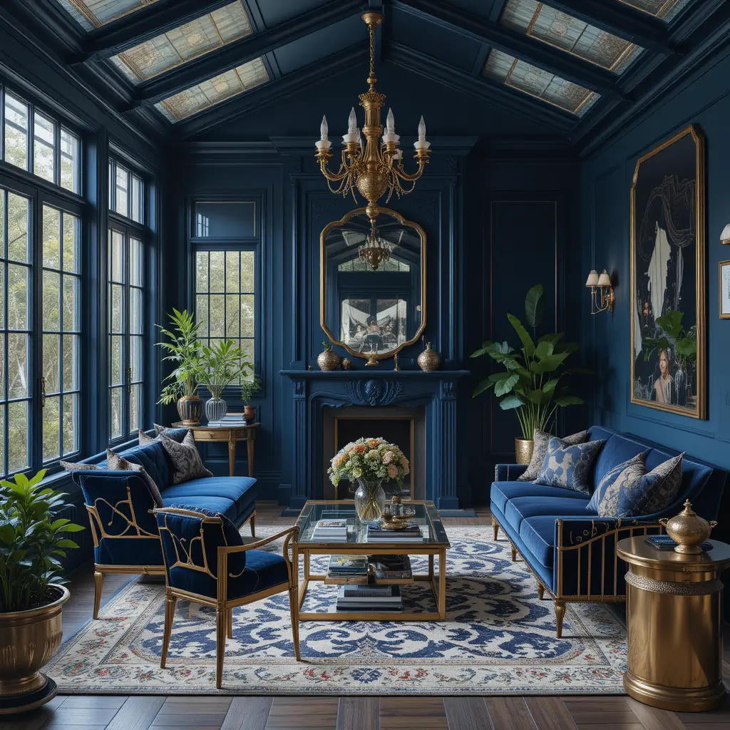 Midnight Blue with Metallic Accents