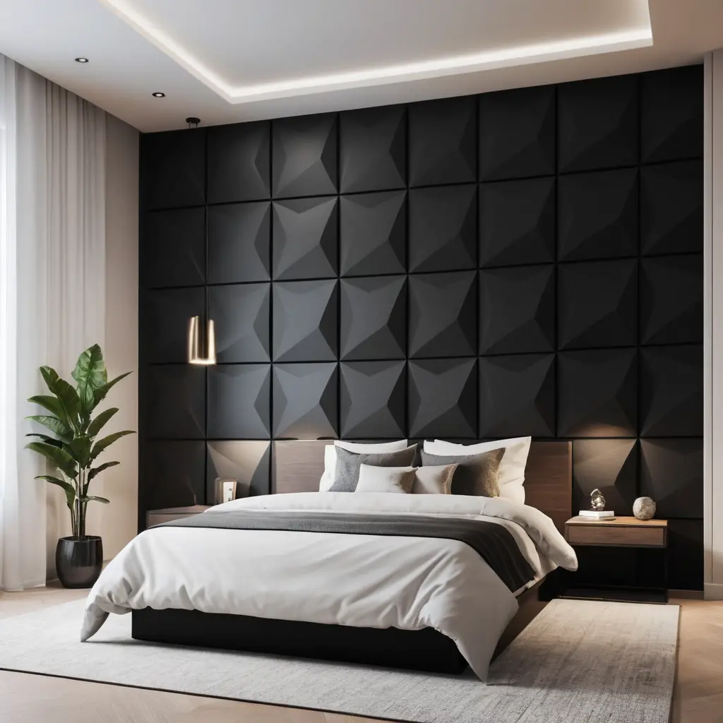 Minimalist Black 3D Panels for a Chic