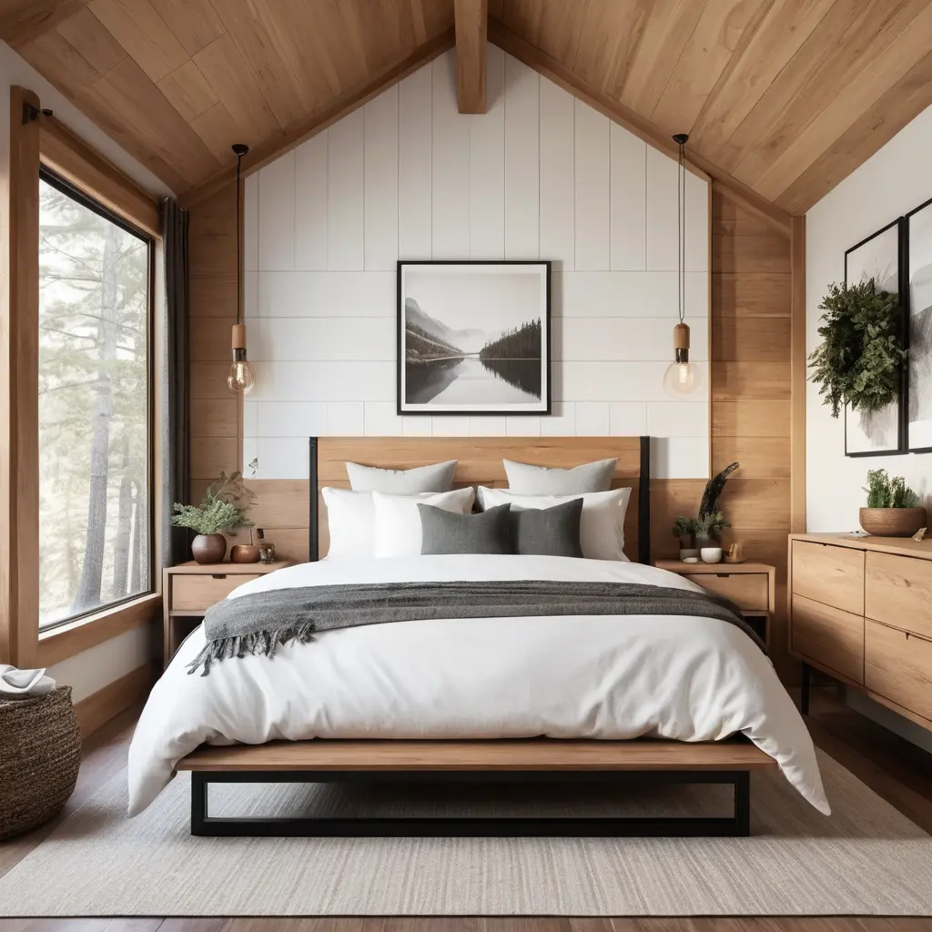 Minimalist Cabin Bedroom with a Focus on Comfort