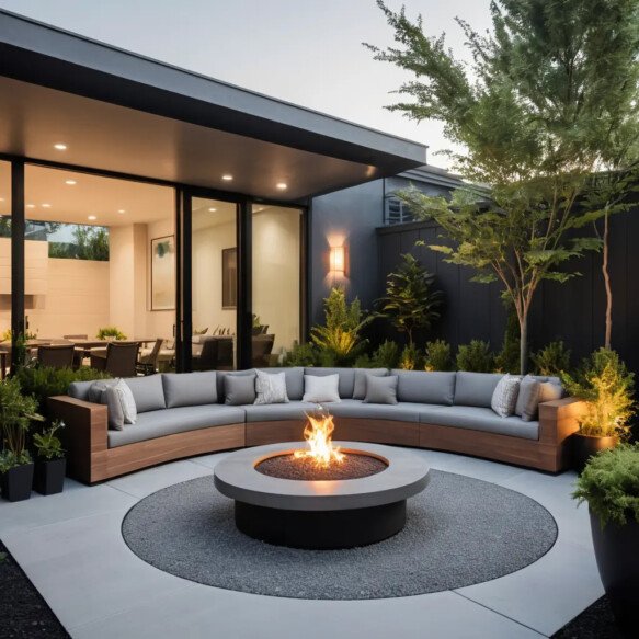 Modern Concrete Fire Pit