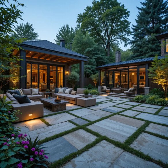 Natural Stone and Concrete Combination