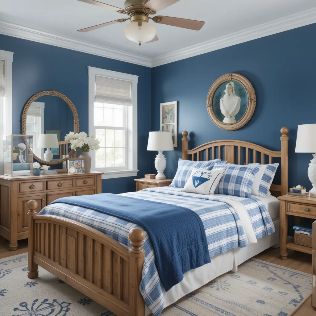 Nautical-Inspired Blue Bedroom