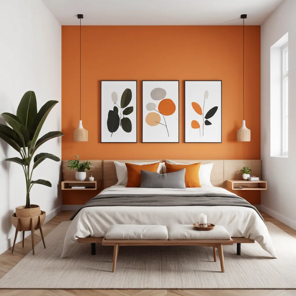 Orange Bedroom with Minimalistic Decor