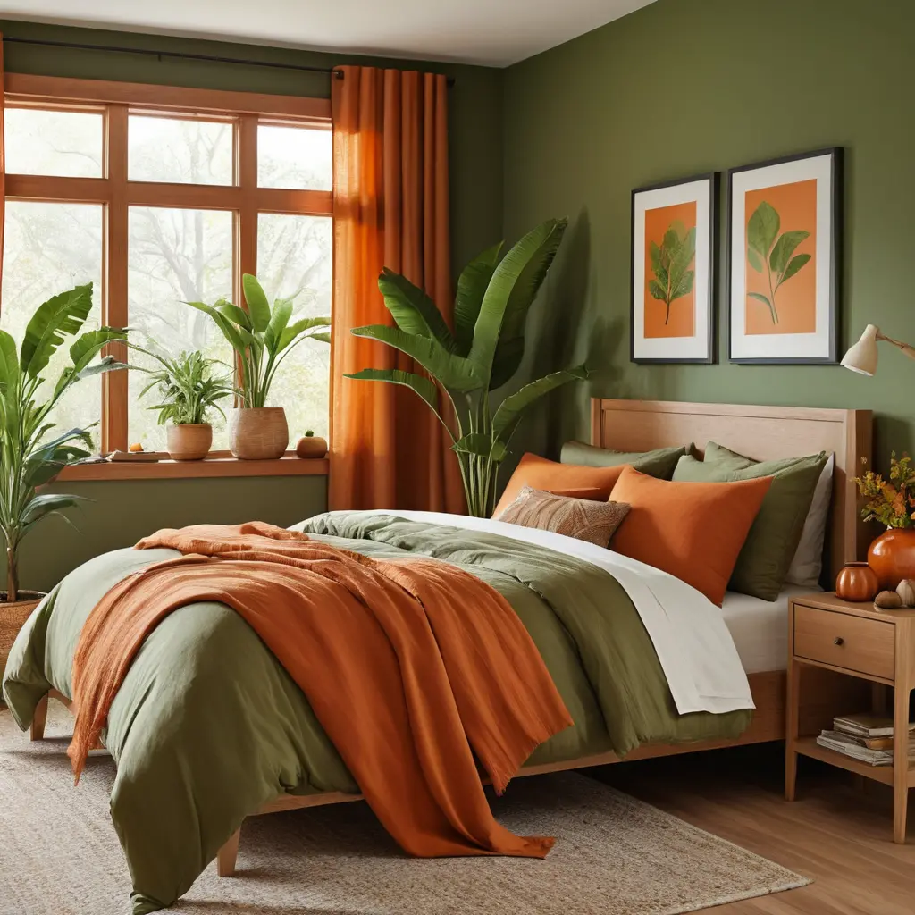 Orange and Green Bedroom