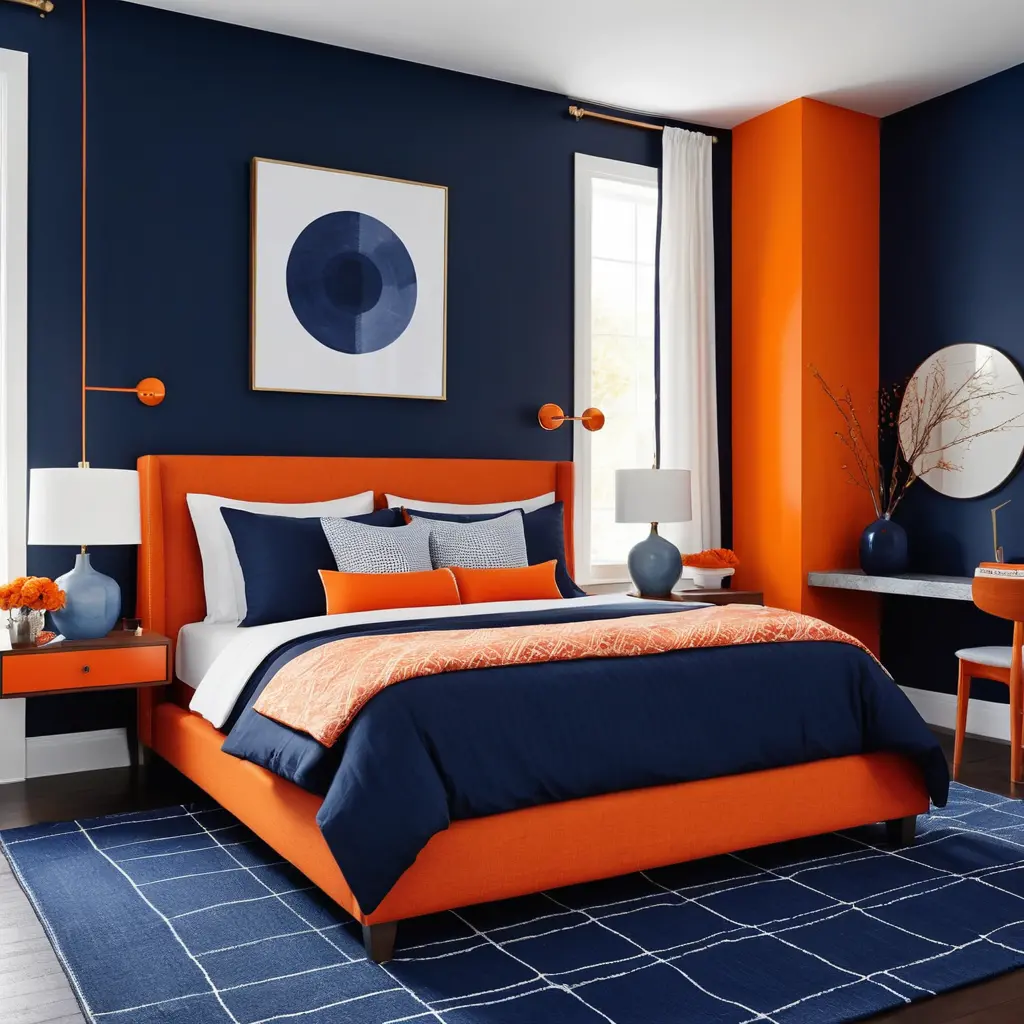 Orange and Navy Blue Combo