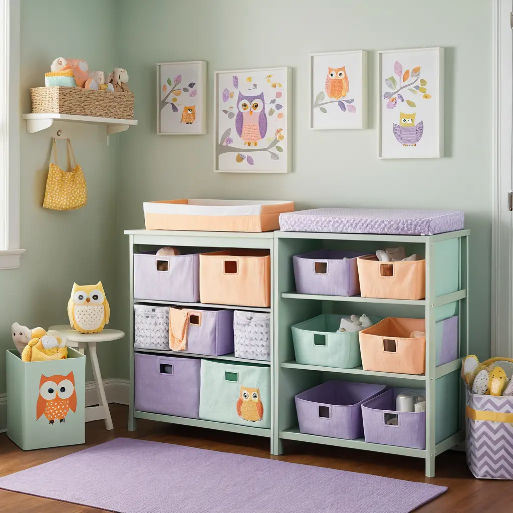 Owl-Themed Changing Table Accessories