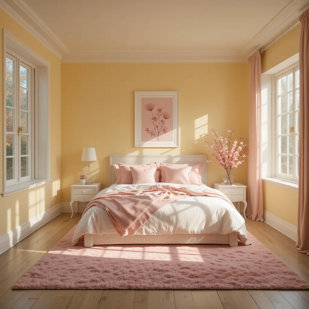 Pale Yellow with Blush Pink