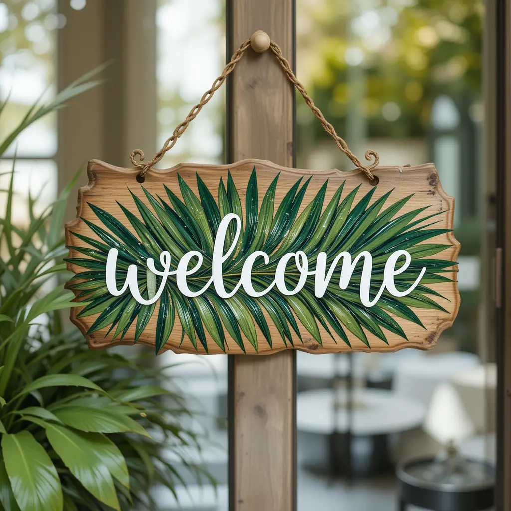 Palm Leaf Welcome Sign