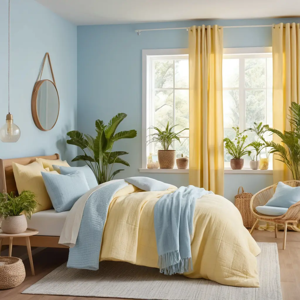 Pastel Blue and Yellow Bedroom