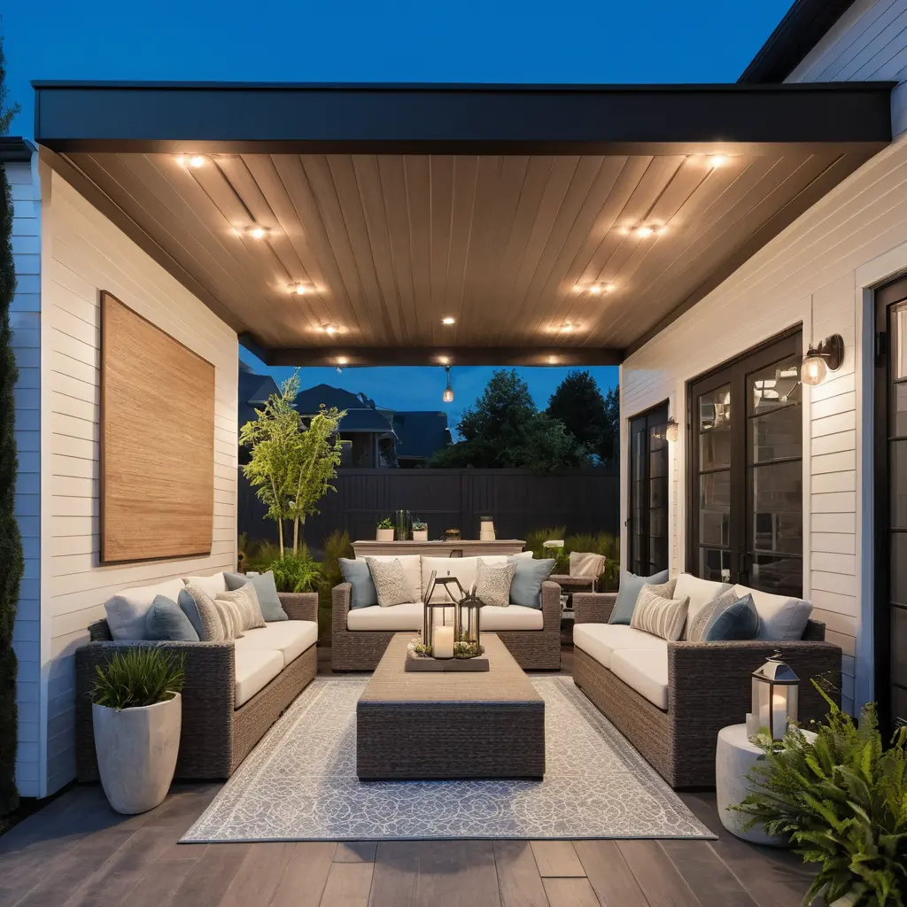 Patio Roof with Built-In Lighting