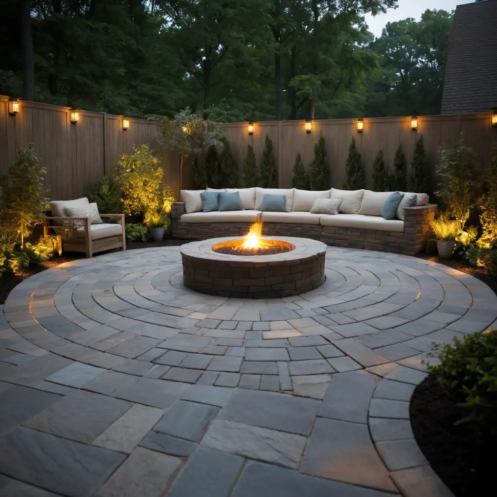 Paver Patio with Built-In Lighting