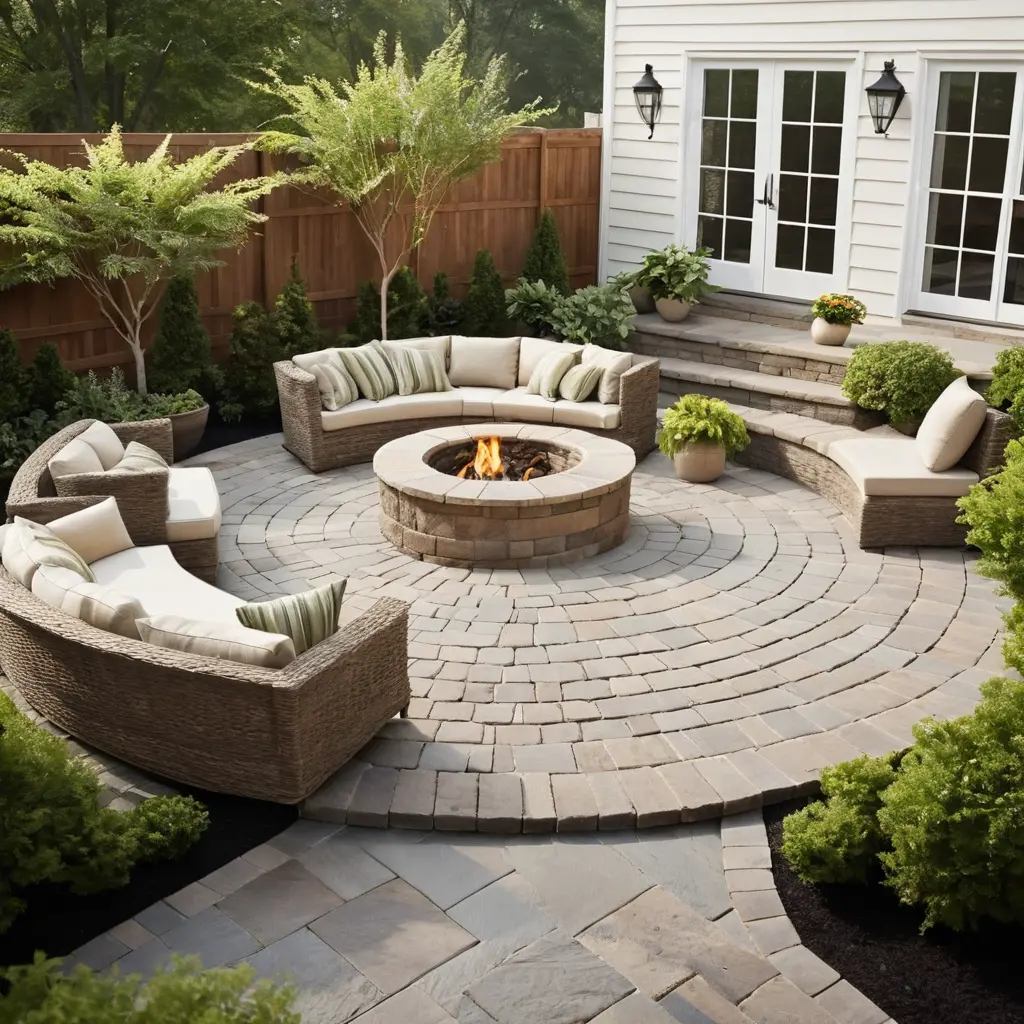 Paver Patio with Built-In Seating