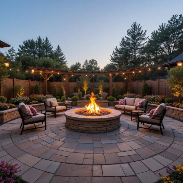 Paver Patio with Fire Pit