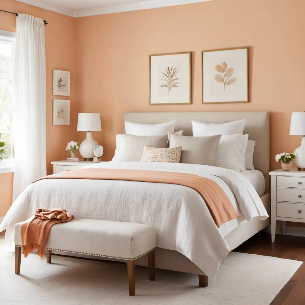 Peach Walls with White Furniture