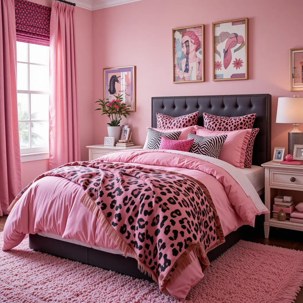 Pink Bedding with Animal Prints