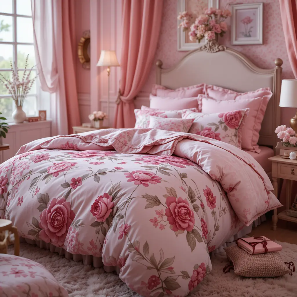 Pink Floral Bedding