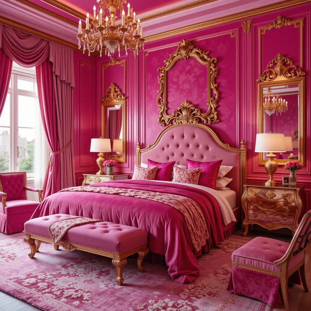 Pink and Gold Bedroom