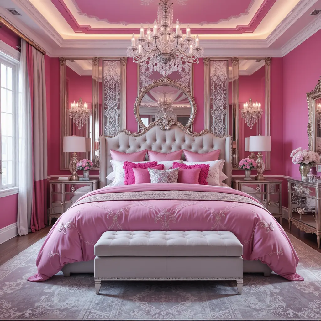Pink and Silver Bedroom