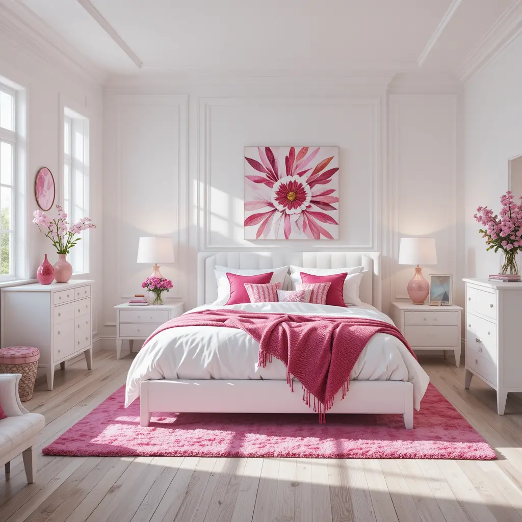 Pink and White Bedroom