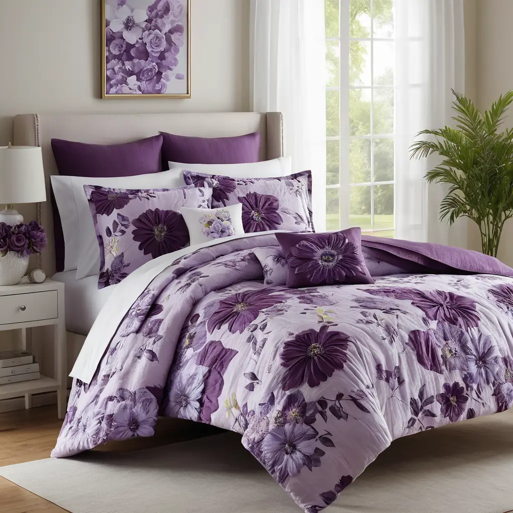 Purple Bedding with Floral Prints