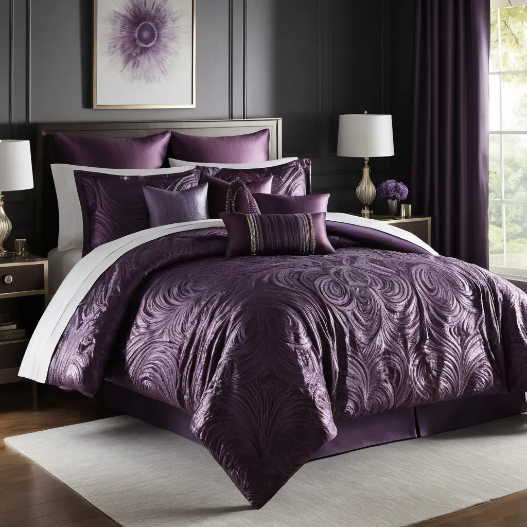 Purple Bedding with Metallic Accents