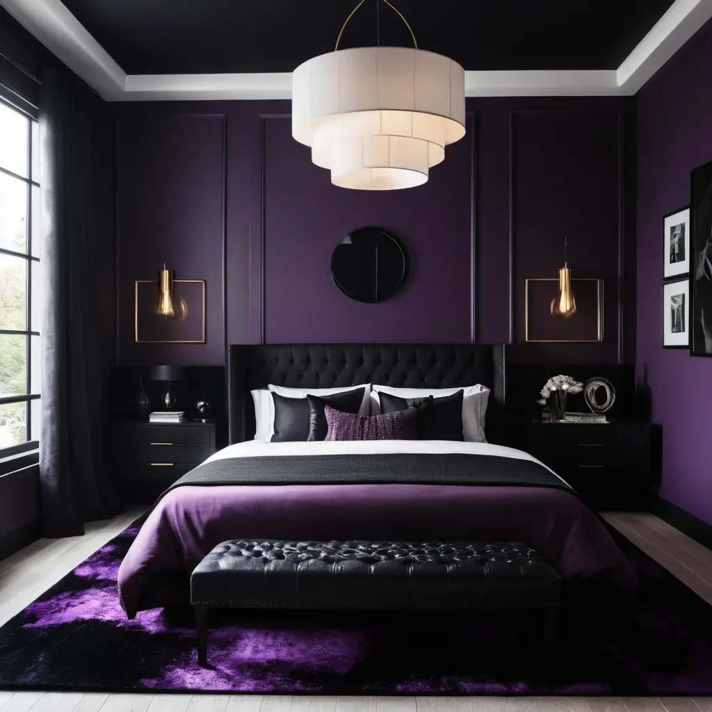 Purple Bedroom with Black Accents