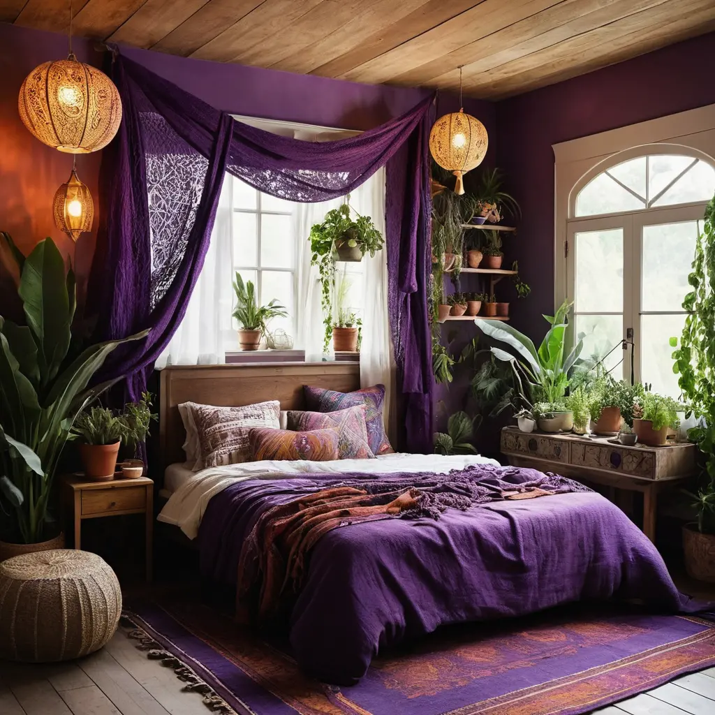 Purple Bohemian Bedroom