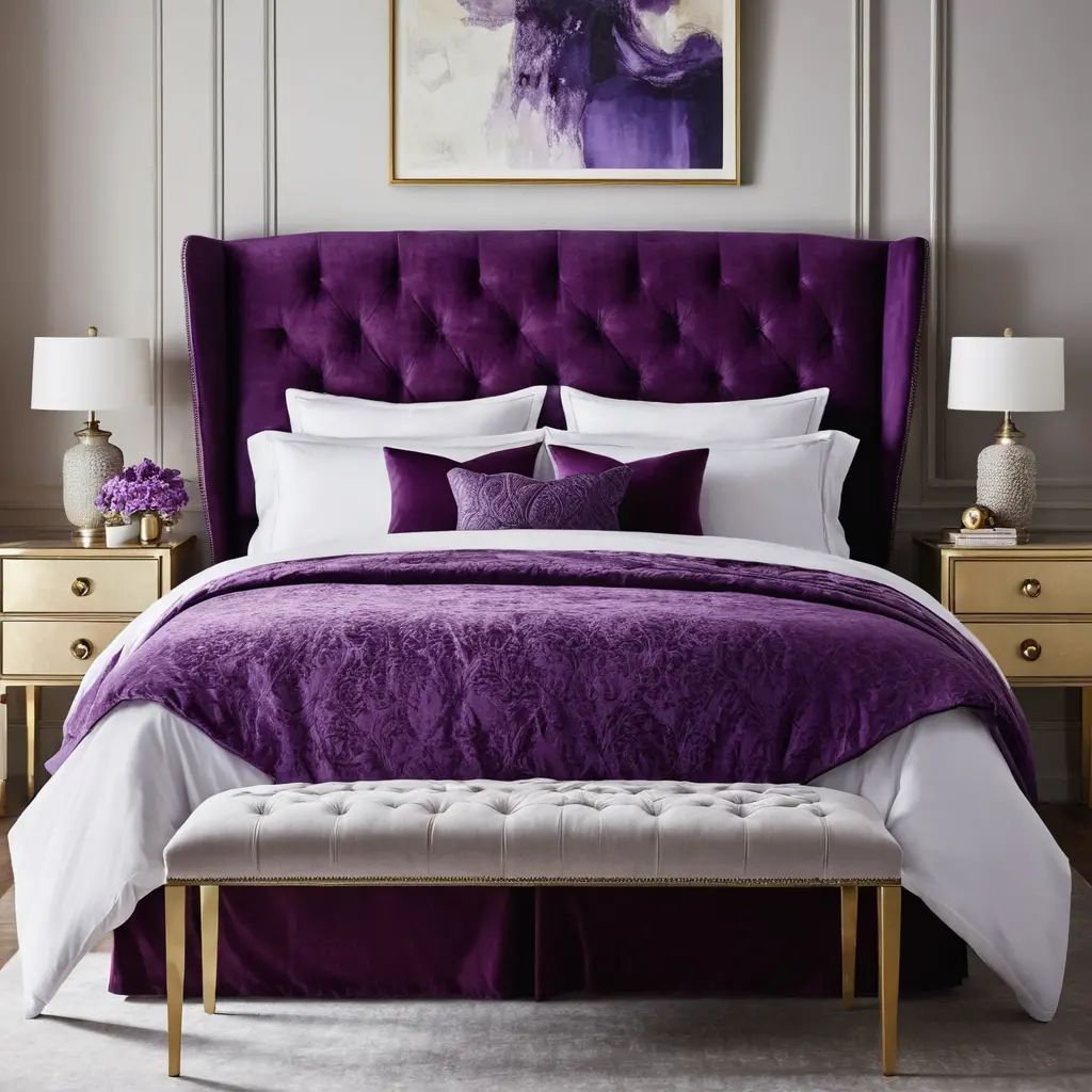 Purple Velvet Headboard