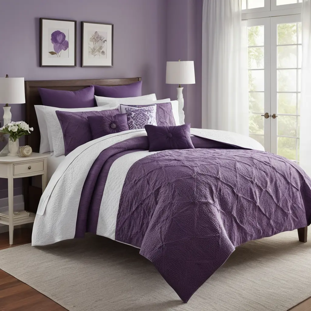 Purple and White Bedding Combo