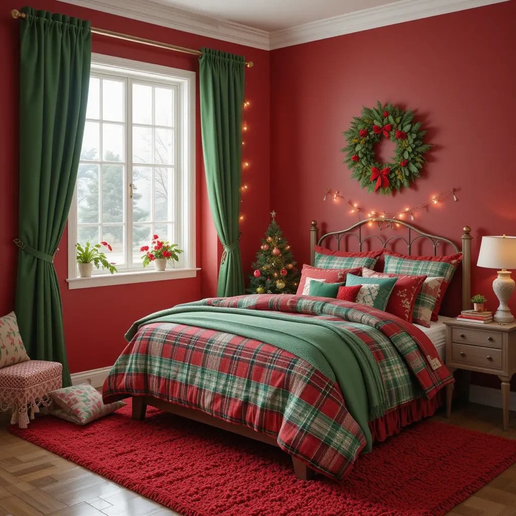 Red and Green Bedroom