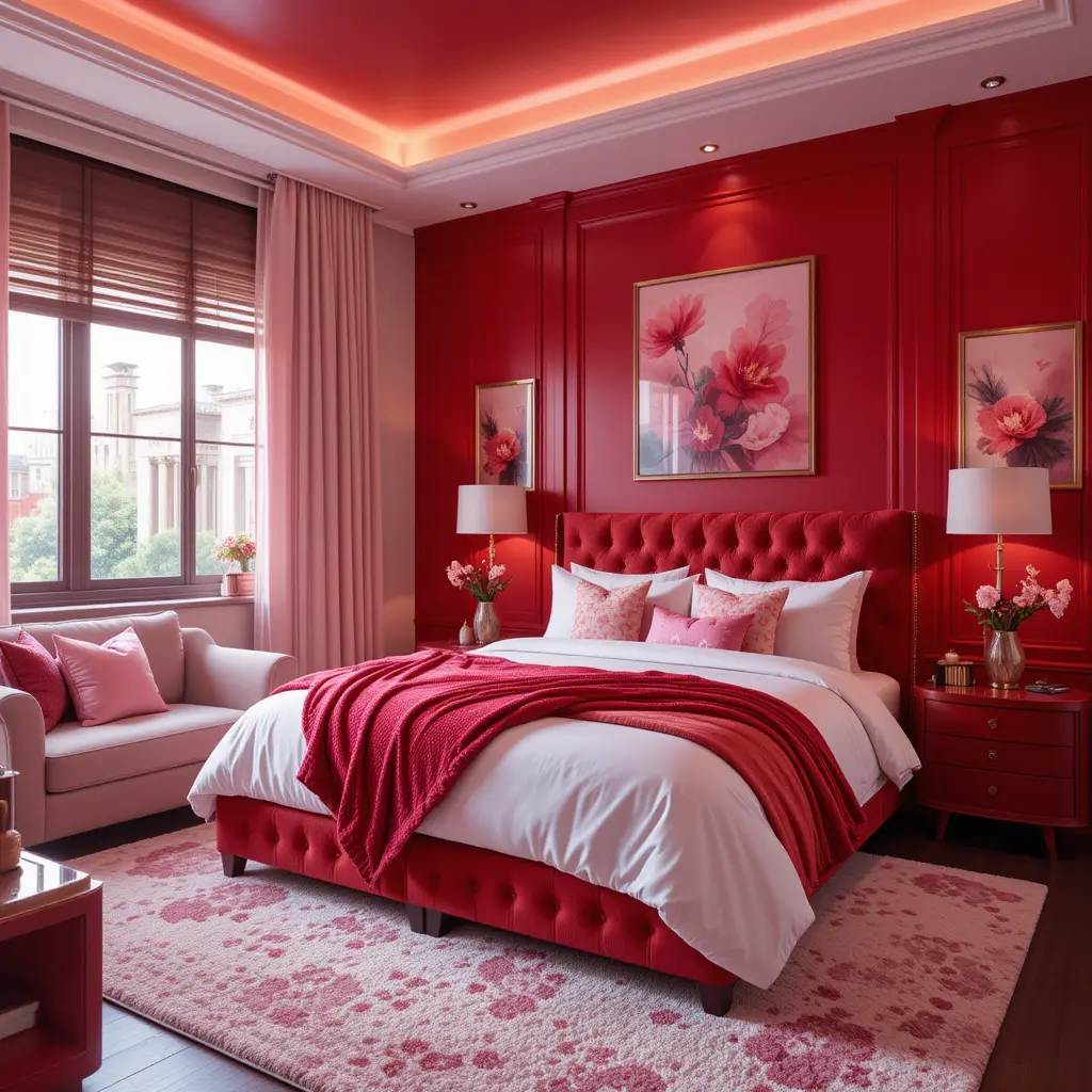 Red and Pink Bedroom