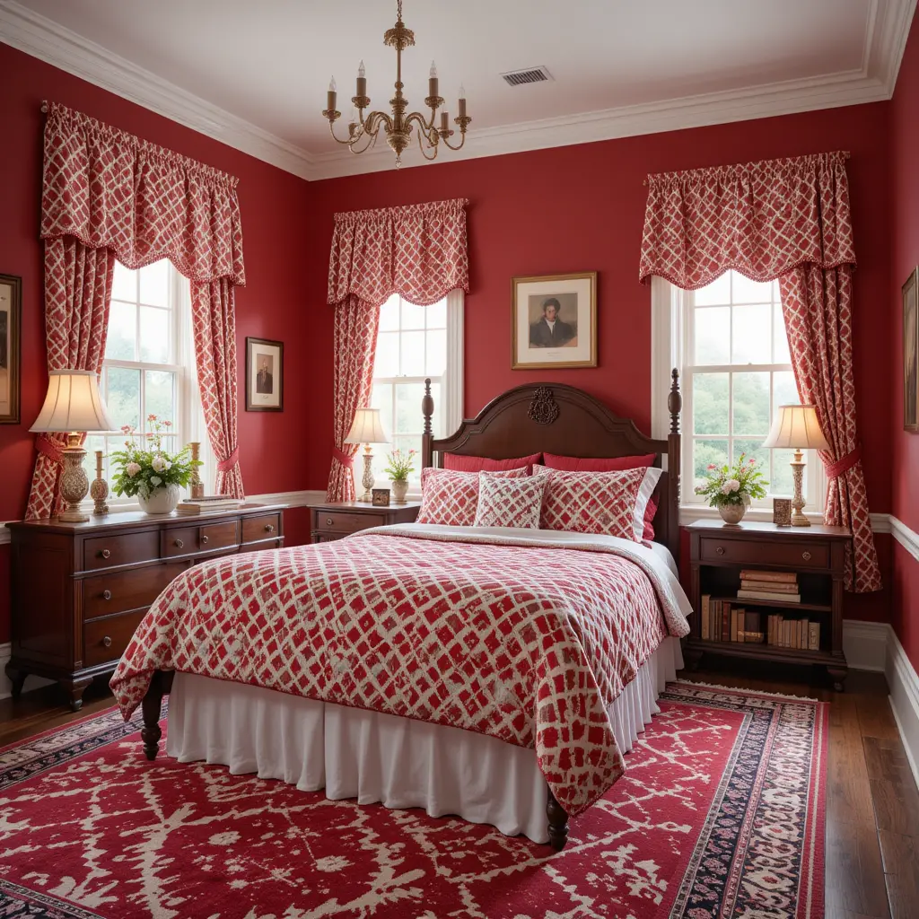 Red with White Lattice Patterns