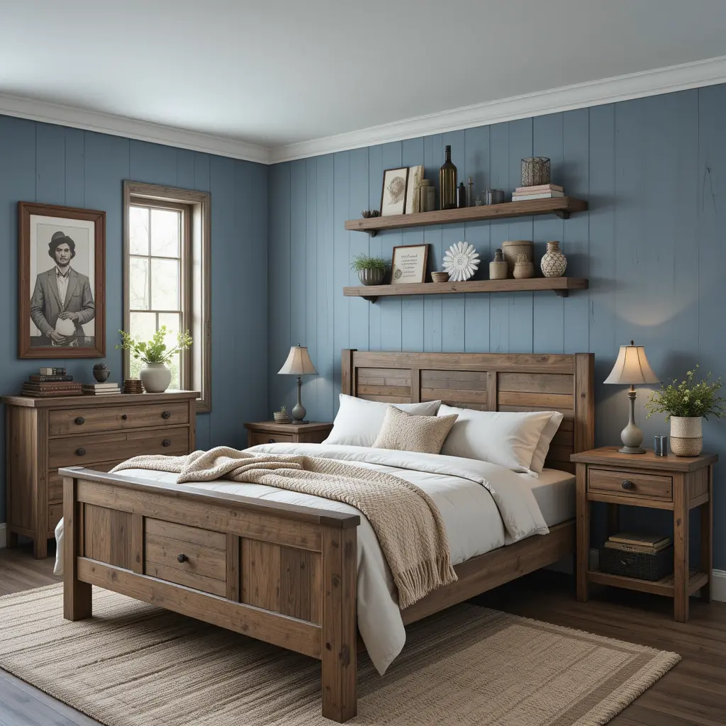 Rustic Blue with Exposed Wood
