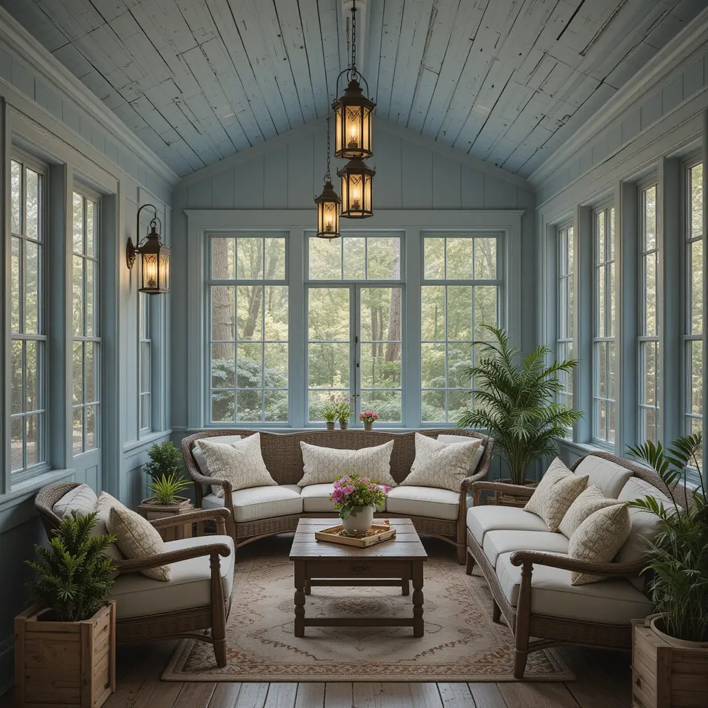 Rustic Blue with Lantern Lighting