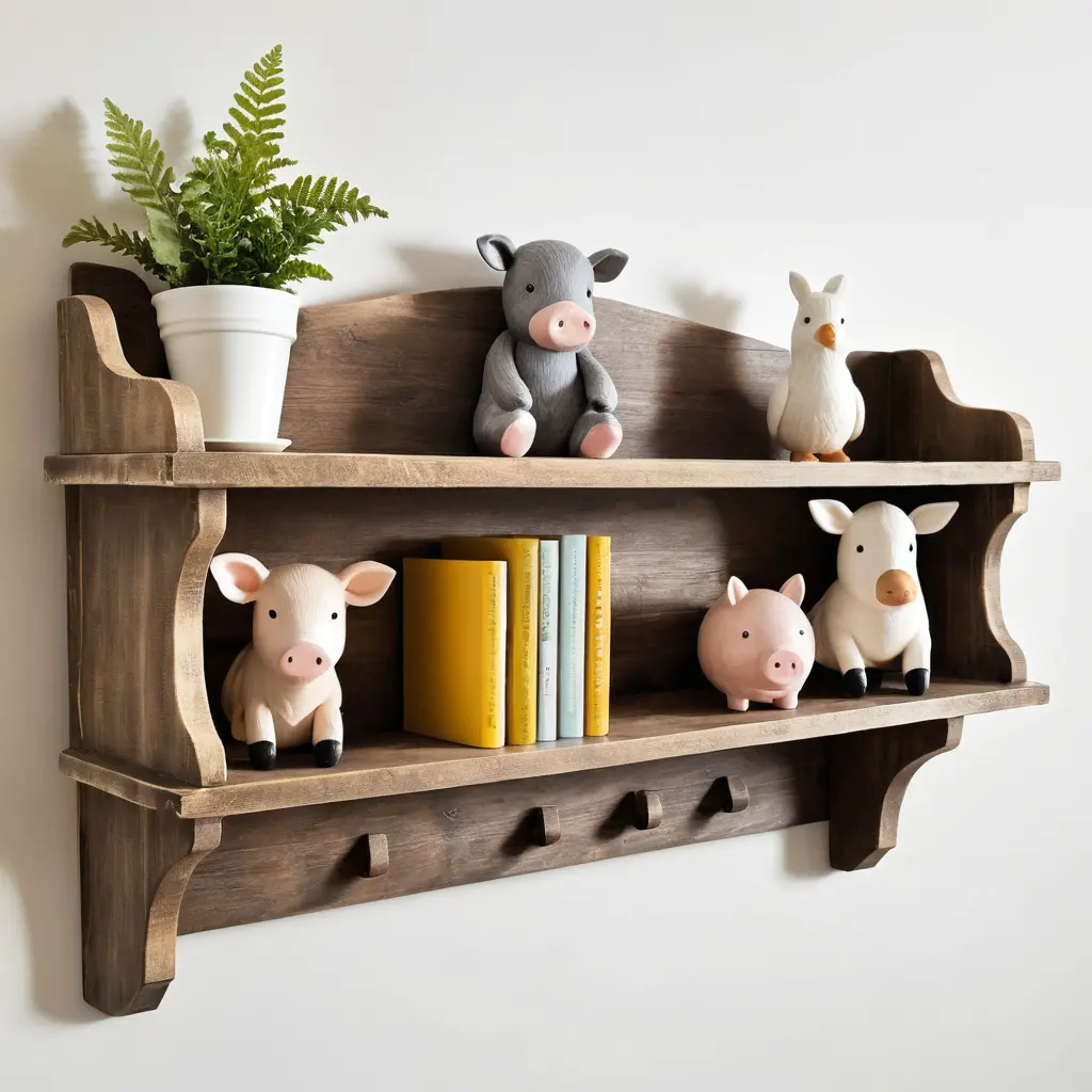 Rustic Farm Animal Shelf
