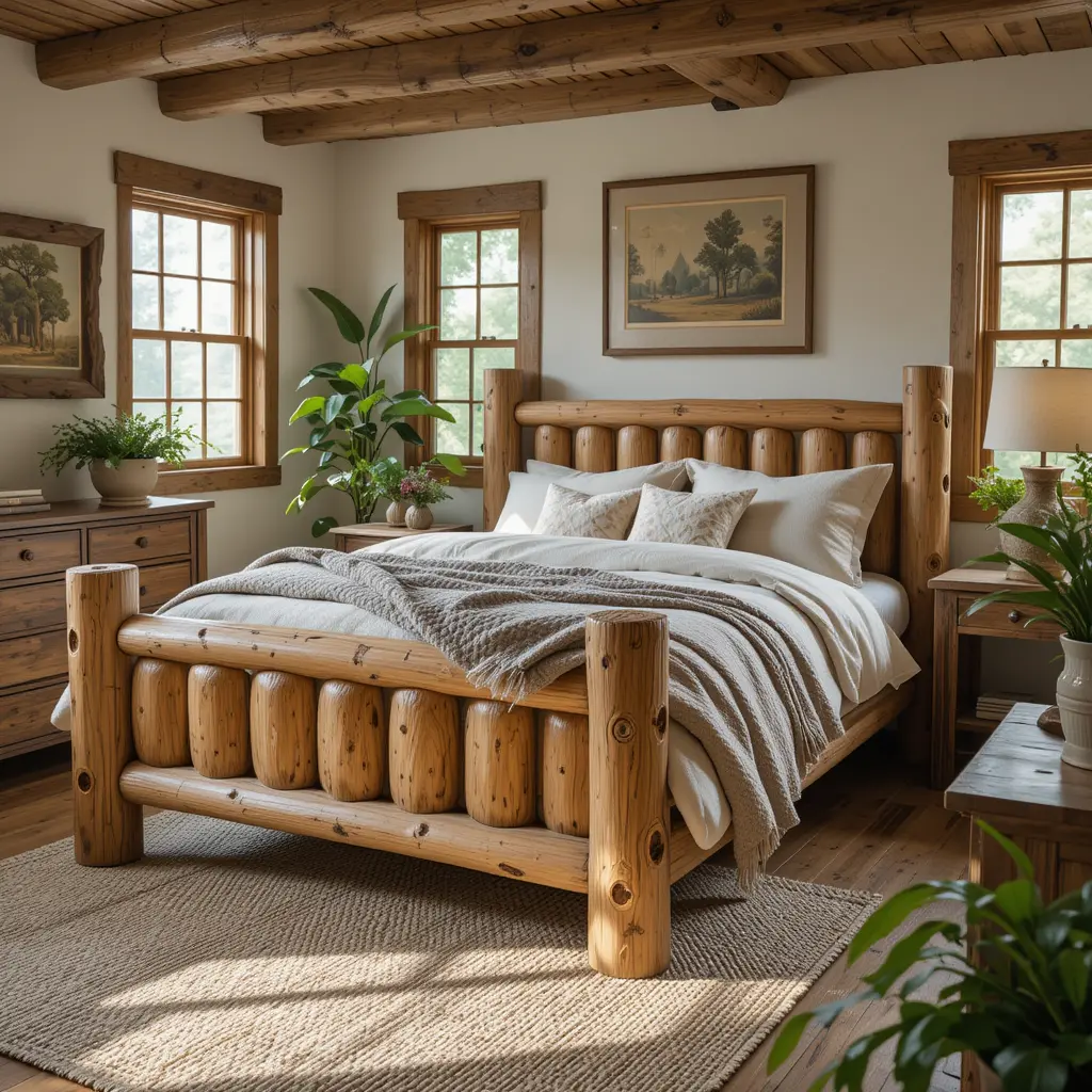 Rustic Log Bed Frame