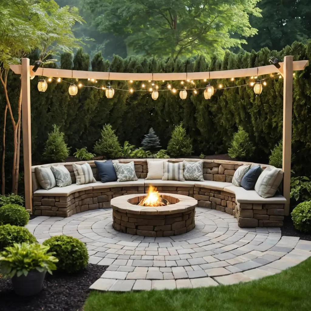 Rustic Stone Patio with Fire Pit