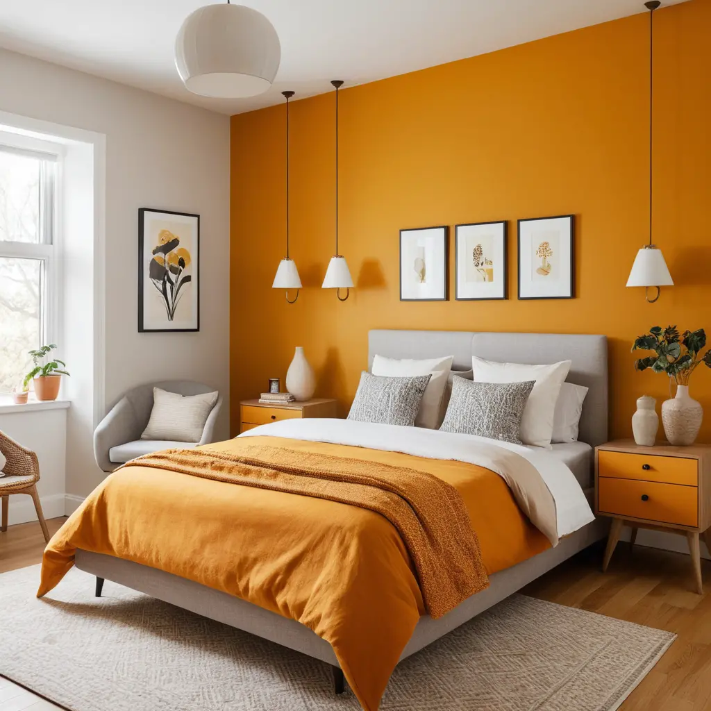 Saffron-Colored Accent Wall