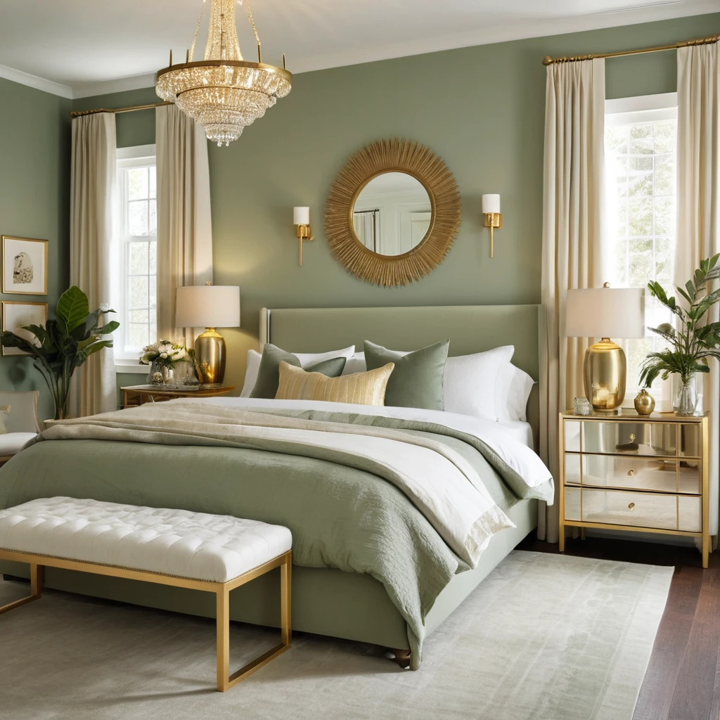 Sage Green and Gold Accents