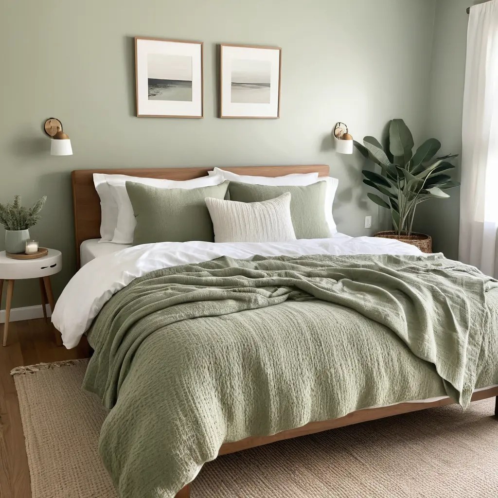 Sage Green and White Bedding
