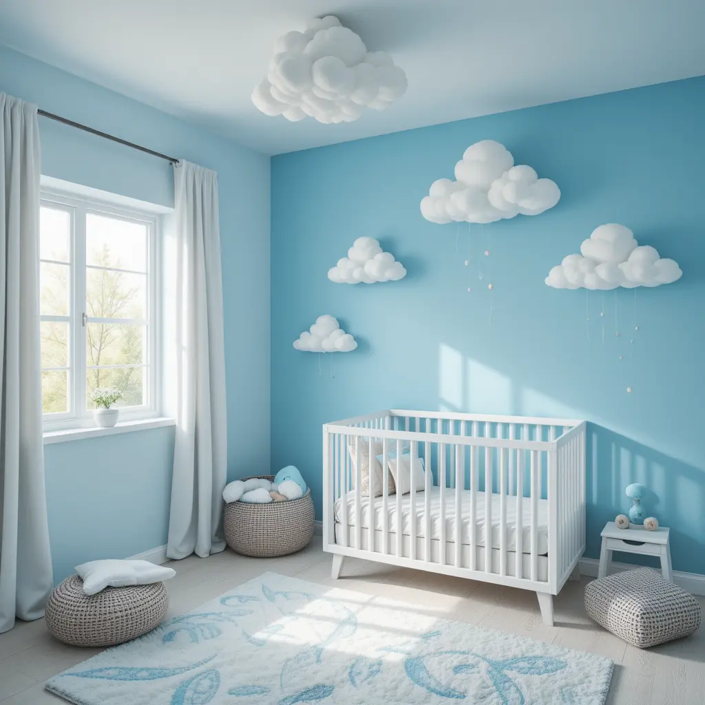 Sky-Blue Accent Walls