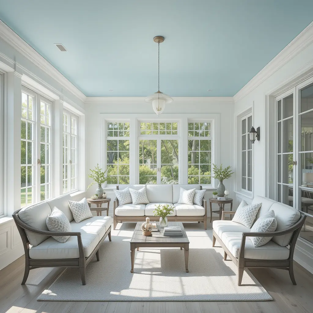 Sky Blue Ceiling with White Walls