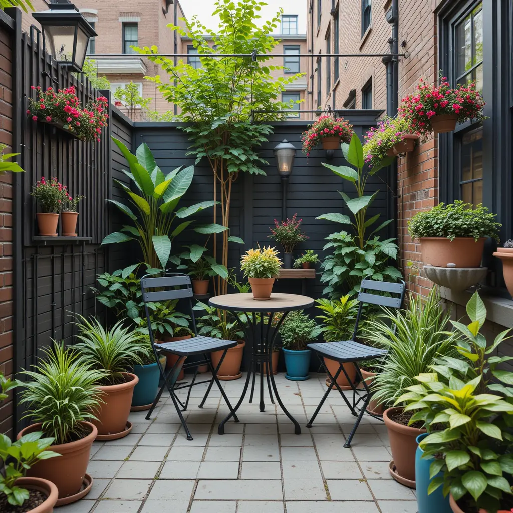 Small Urban Patio with Bistro Table