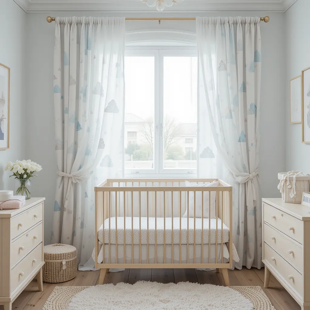 Soft Cloud-Print Curtains