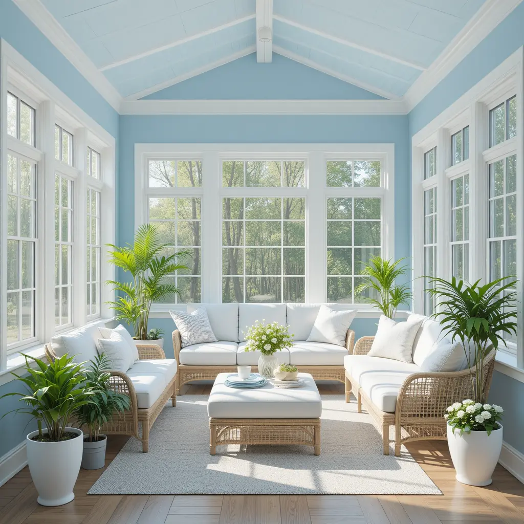 Soft Sky Blue Walls with White Accents