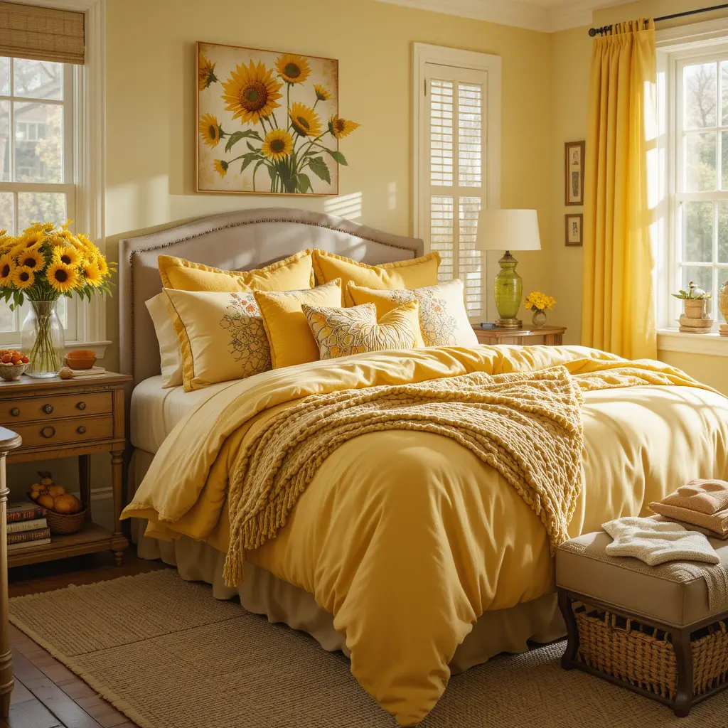 Sunflower Yellow Bedding and Throw Pillows
